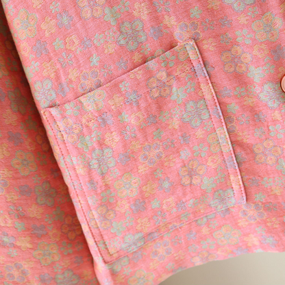 Haut de pyjama boutonné en pur coton de style pastoral