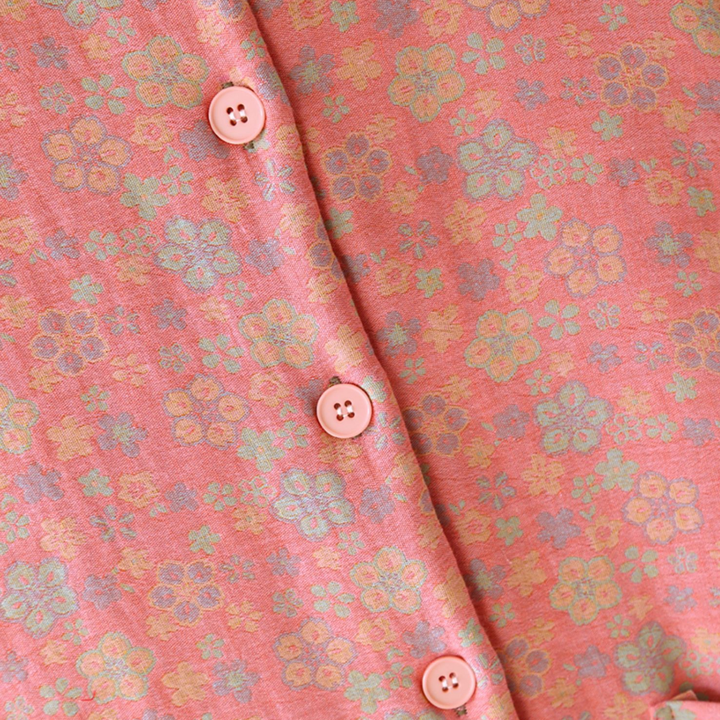 Haut de pyjama boutonné en pur coton de style pastoral