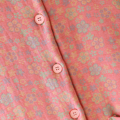 Haut de pyjama boutonné en pur coton de style pastoral