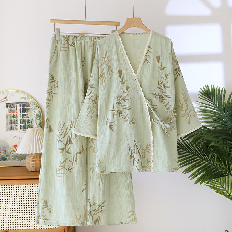Ensemble de nuit country en gaze de coton et bambou - XL - image 0
