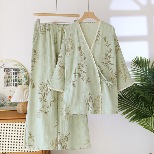 Ensemble de nuit country en gaze de coton et bambou - XL - image 0
