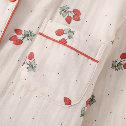 Ensemble pyjama en gaze de coton fraise