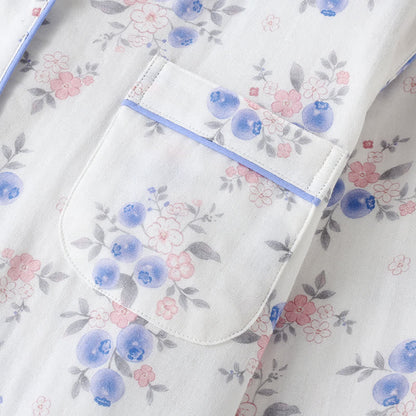 Ensemble pyjama en gaze de coton myrtille