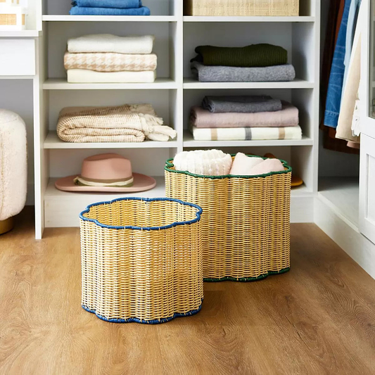 Panier de rangement en rotin simple fait à la main