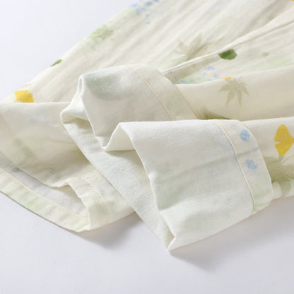 Ensemble pyjama en gaze de coton à imprimé feuilles rurales