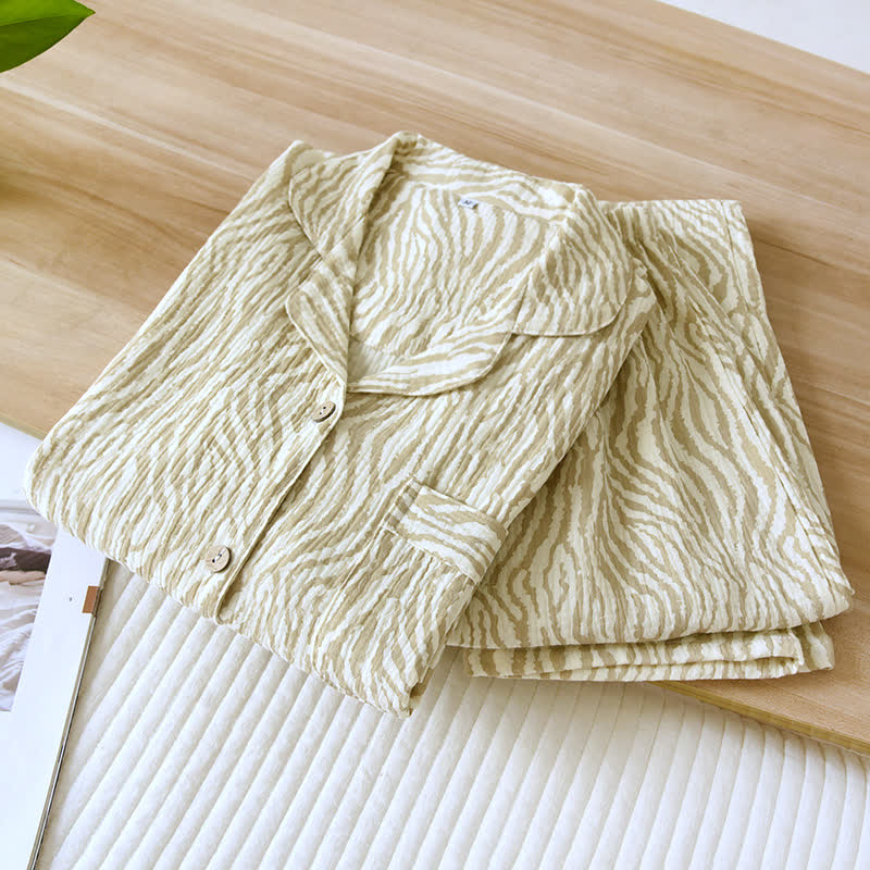 Ensemble pyjama simple en gaze de coton ondulée