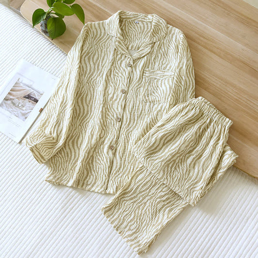 Ensemble pyjama simple en gaze de coton ondulée