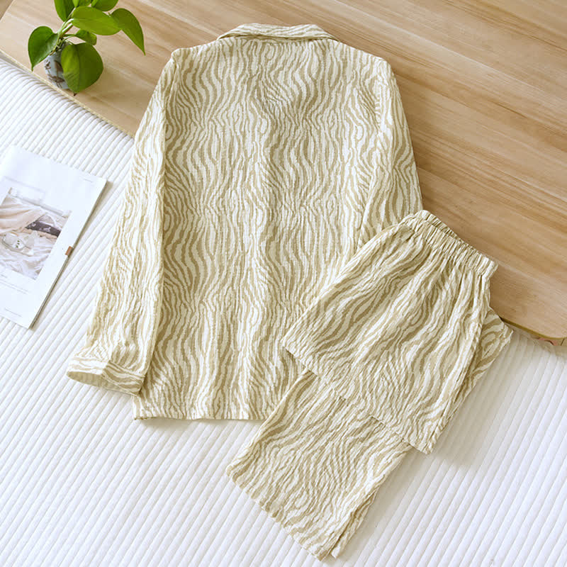 Ensemble pyjama simple en gaze de coton ondulée