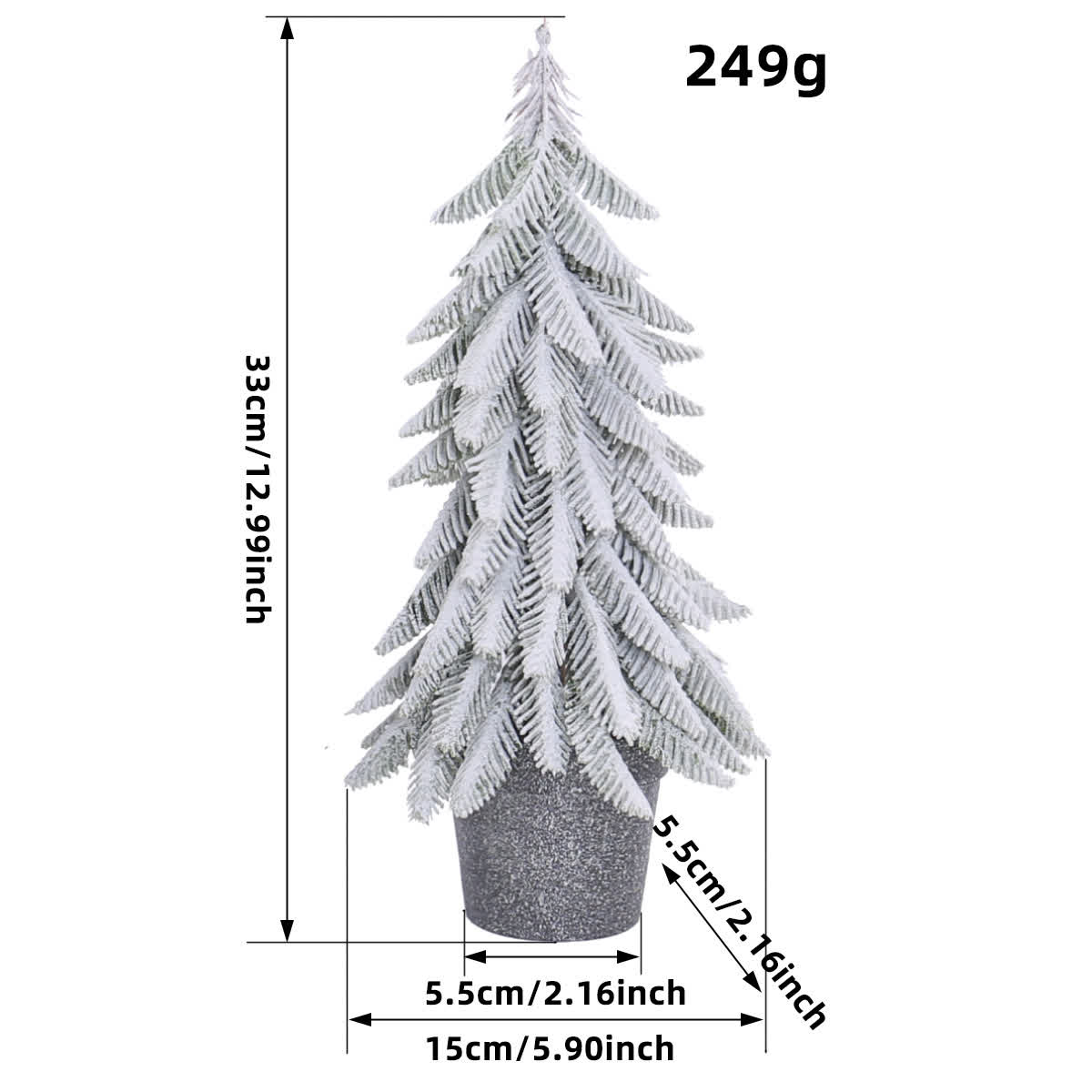 Sapin de Noël enneigé comme décoration en pot pour la maison