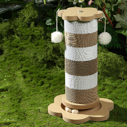 Griffoir décoratif pour chat avec boule suspendue