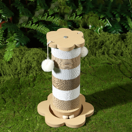 Griffoir décoratif pour chat avec boule suspendue