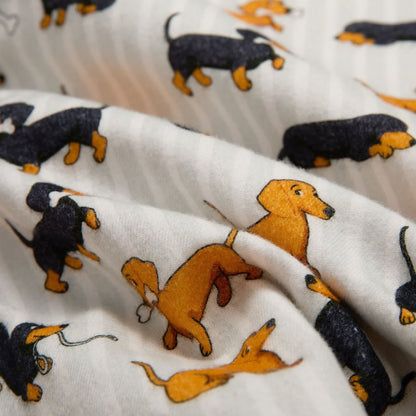 Ensemble pyjama pour couple en coton brossé motif teckel