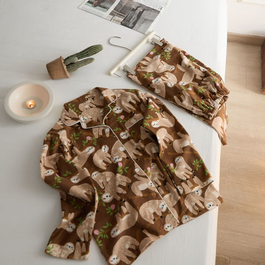 Ensemble de pyjama en coton épais et mignon avec motif paresseux