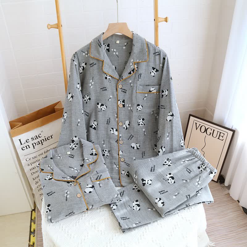 Joli ensemble de pyjama en coton avec motif panda