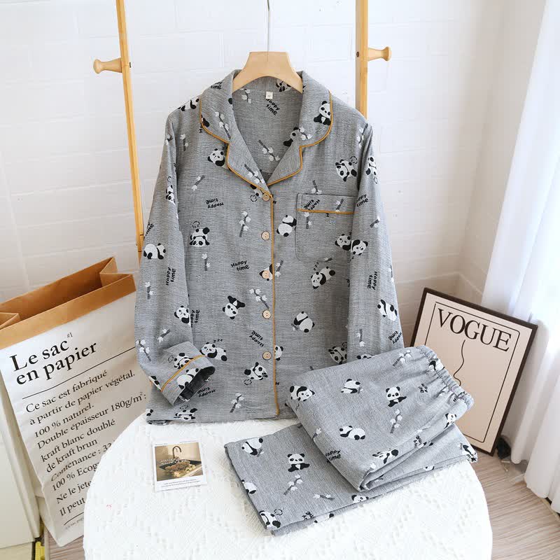 Joli ensemble de pyjama en coton avec motif panda