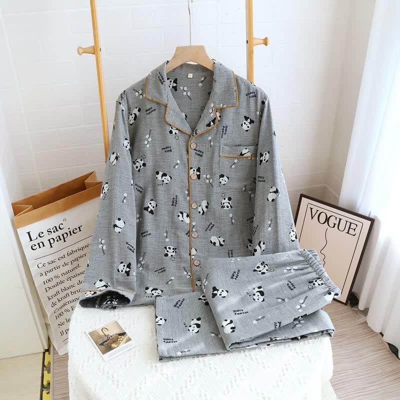 Joli ensemble de pyjama en coton avec motif panda