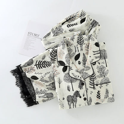 Ensemble pyjama en gaze de coton à imprimé zèbre