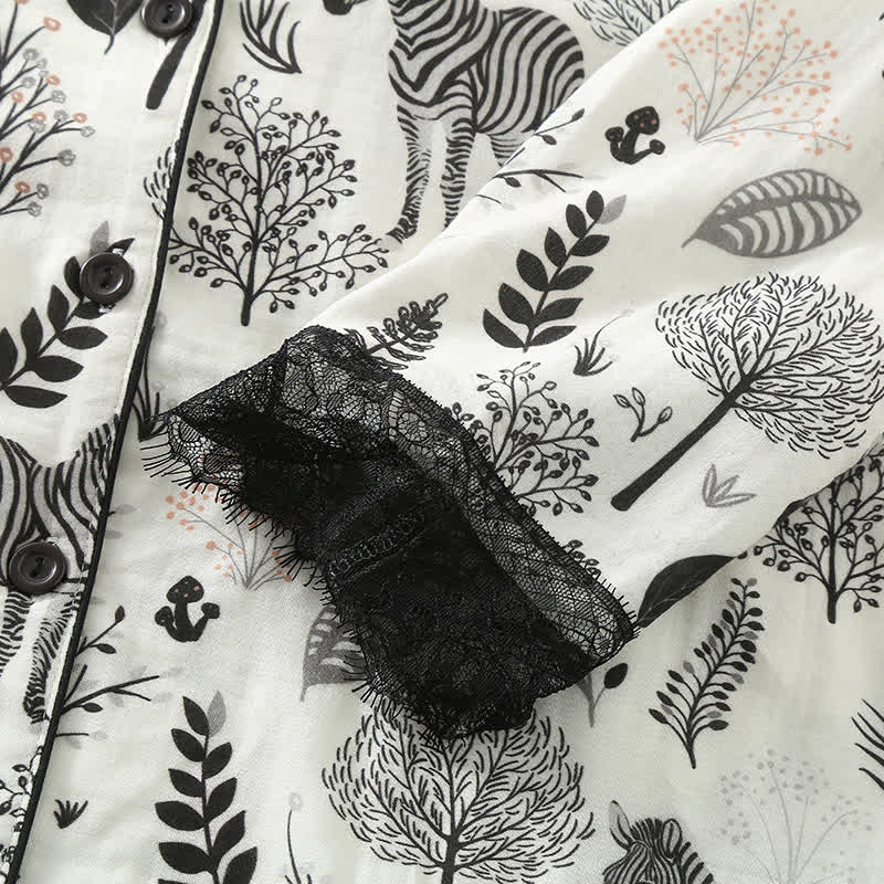 Ensemble pyjama en gaze de coton à imprimé zèbre