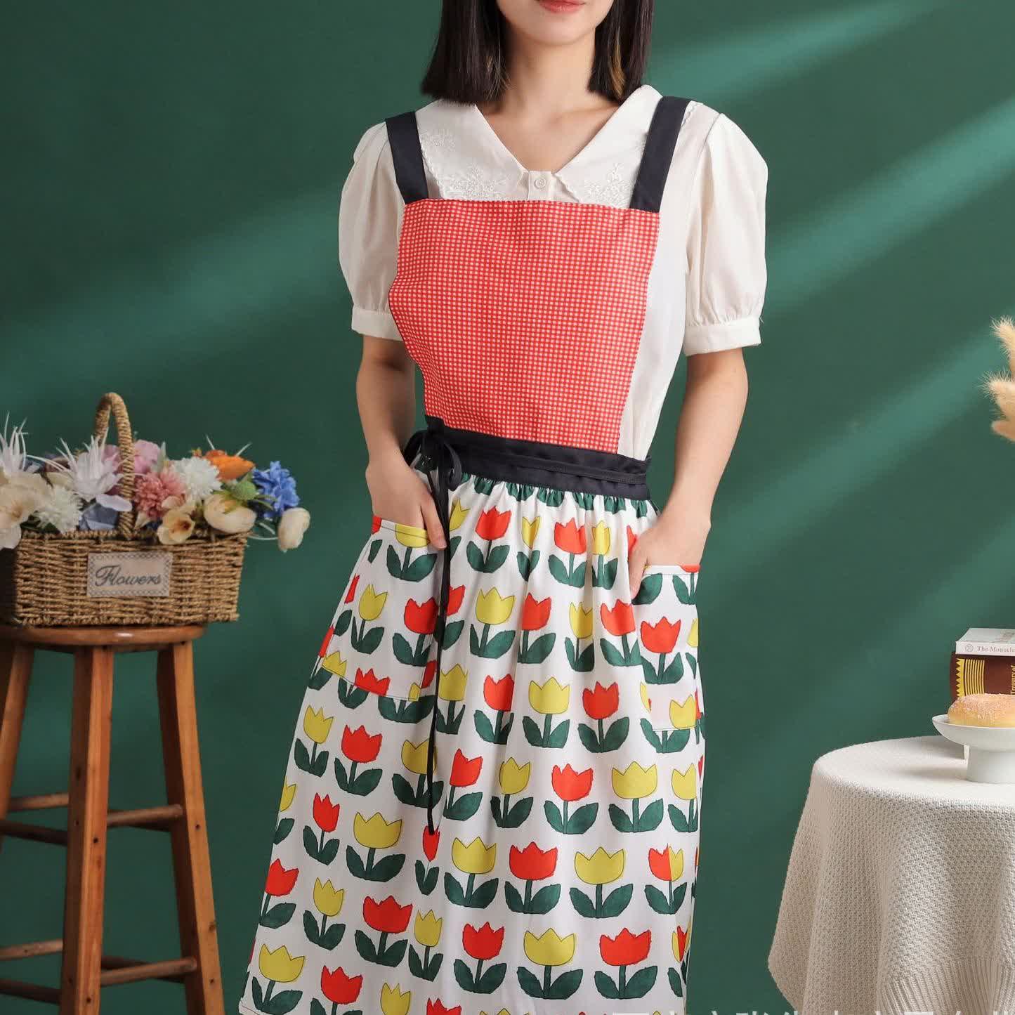 Tablier de jardin à motif tulipe florale pour artiste