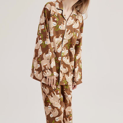 Ensemble de pyjama en coton épais et mignon avec motif paresseux