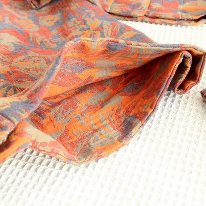 Ensemble pyjama en gaze de coton à motif feuilles rétro