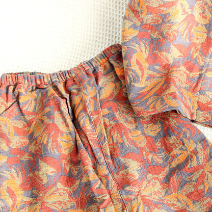 Ensemble pyjama en gaze de coton à motif feuilles rétro