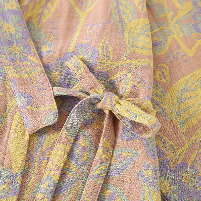 Peignoir en gaze de coton à manches trois-quarts