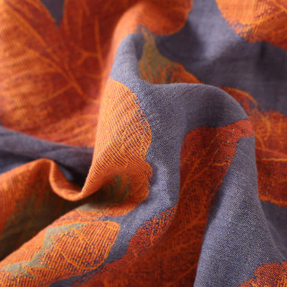 Peignoir en gaze de coton doux avec motif de feuilles jacquard