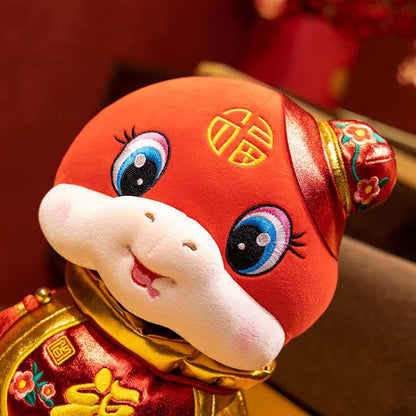 Ornement décoratif en peluche en forme de serpent mascotte festive