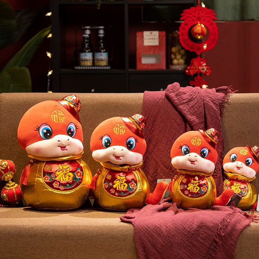 Ornement décoratif en peluche en forme de serpent mascotte festive