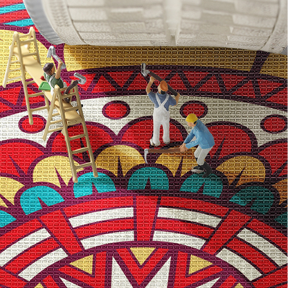 Tapis de sol antidérapant semi-circulaire de style rétro