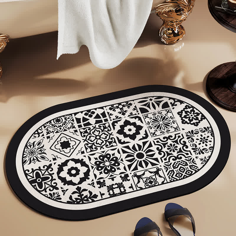 Tapis de bain vintage élégant à séchage rapide