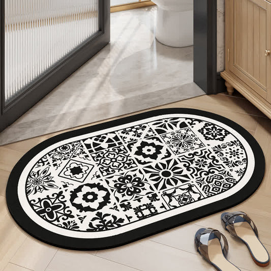 Tapis de bain vintage élégant à séchage rapide