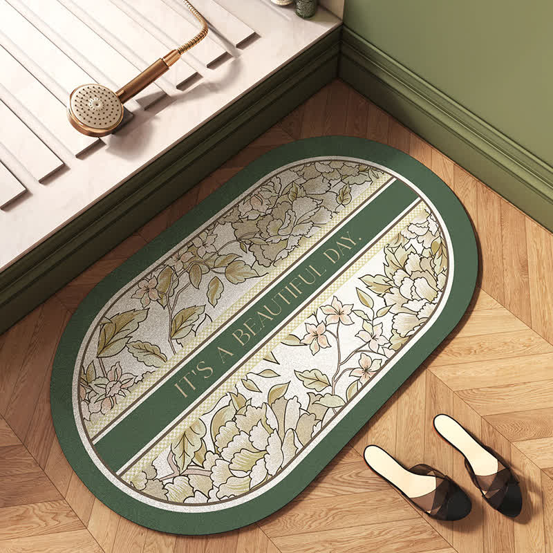 Tapis de bain antidérapant à motif floral vintage