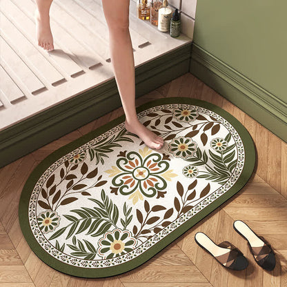 Tapis de bain antidérapant à motif floral vintage