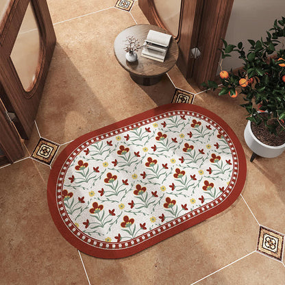 Tapis de bain antidérapant à motif floral vintage
