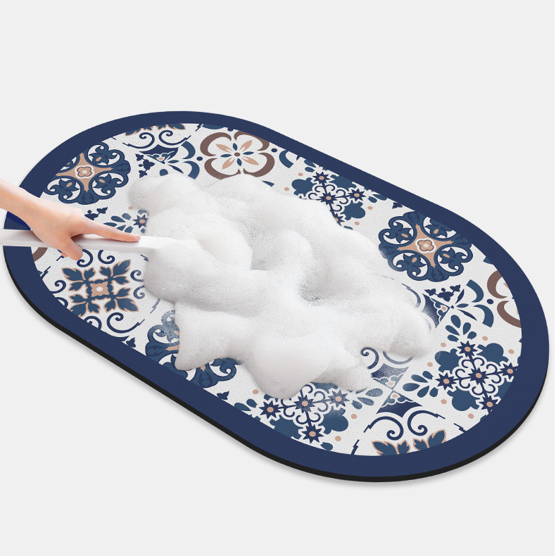 Tapis de bain antidérapant à motif floral vintage