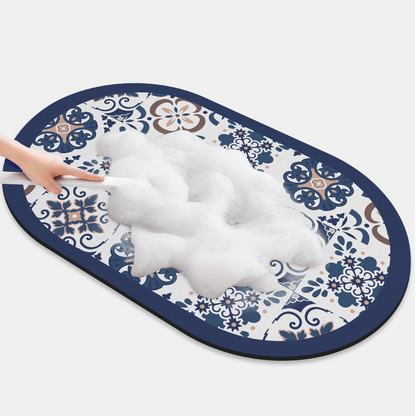 Tapis de bain antidérapant à motif floral vintage