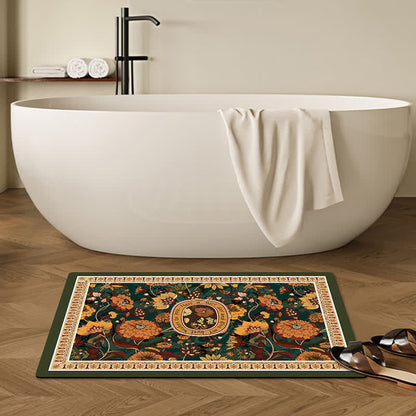 Tapis de sol antidérapant à motif floral en boue de diatomées