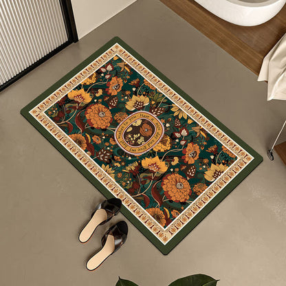 Tapis de sol antidérapant à motif floral en boue de diatomées