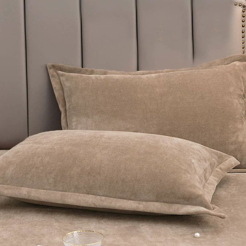 Taies d'oreiller décoratives en velours de couleur unie (2 pièces)