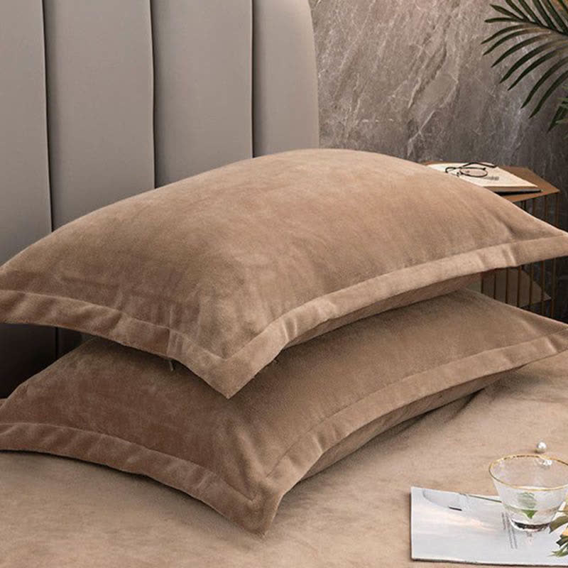Taies d'oreiller décoratives en velours de couleur unie (2 pièces)