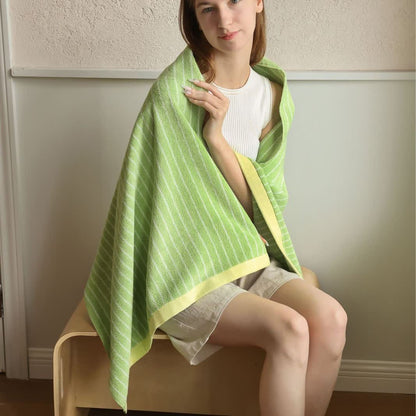 Peignoir en pur coton à rayures color block