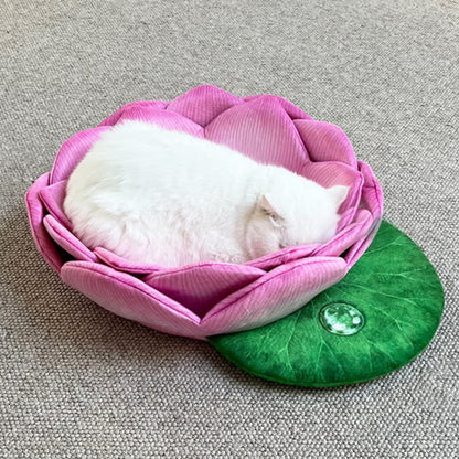 Lit pour animaux en polaire chaude en forme de lotus