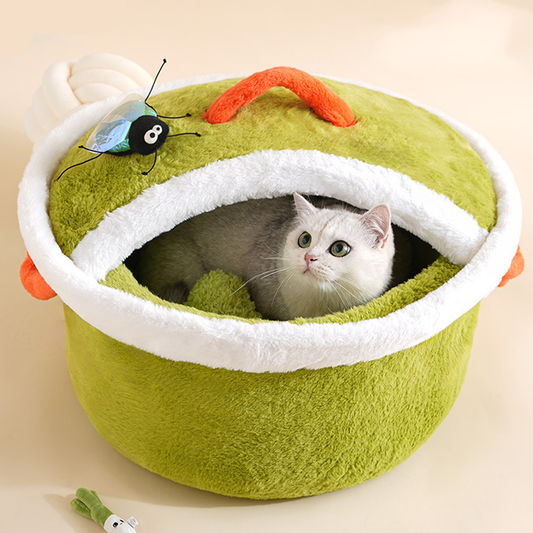 Lit pour animaux en polaire chaude avec pot fermé