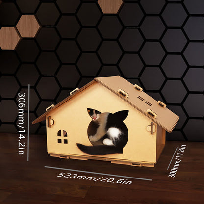 Maison pour animaux de compagnie étanche en carton ondulé