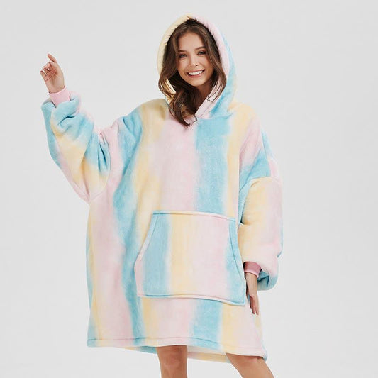 Couverture Sherpa portable avec chemise de nuit à capuche