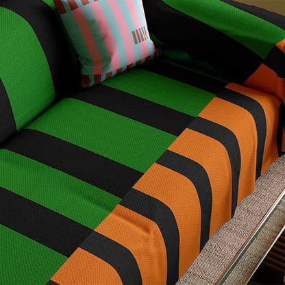 Housse de canapé douce de style vintage à rayures