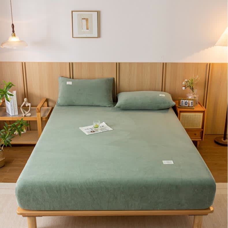 Drap-housse uni en flanelle douce