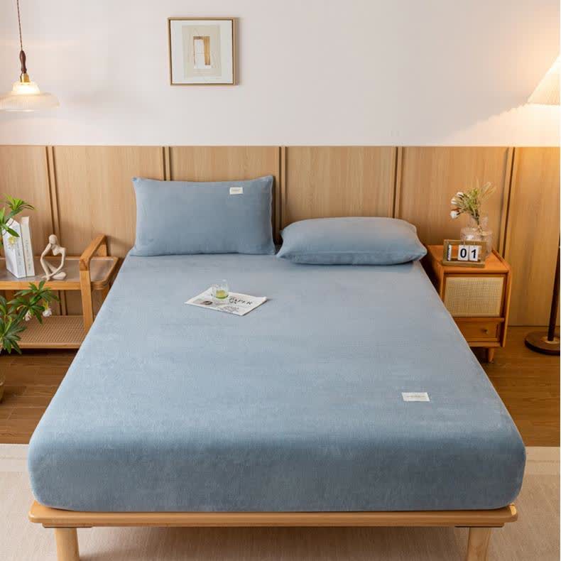Drap-housse uni en flanelle douce